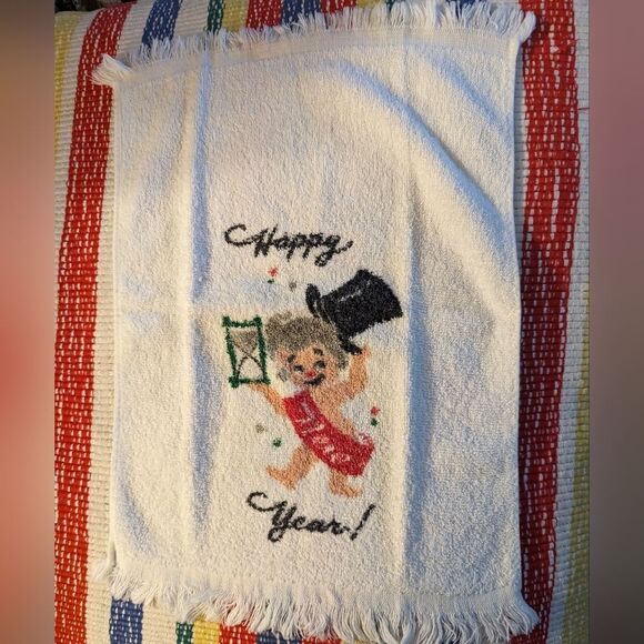 Vintage Holiday New Year's‎ hand towel set 🎉⏳ - Picture 6 of 11